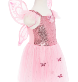 Great Pretenders Pink Sequins Butterfly Dress & Wings size 5-7