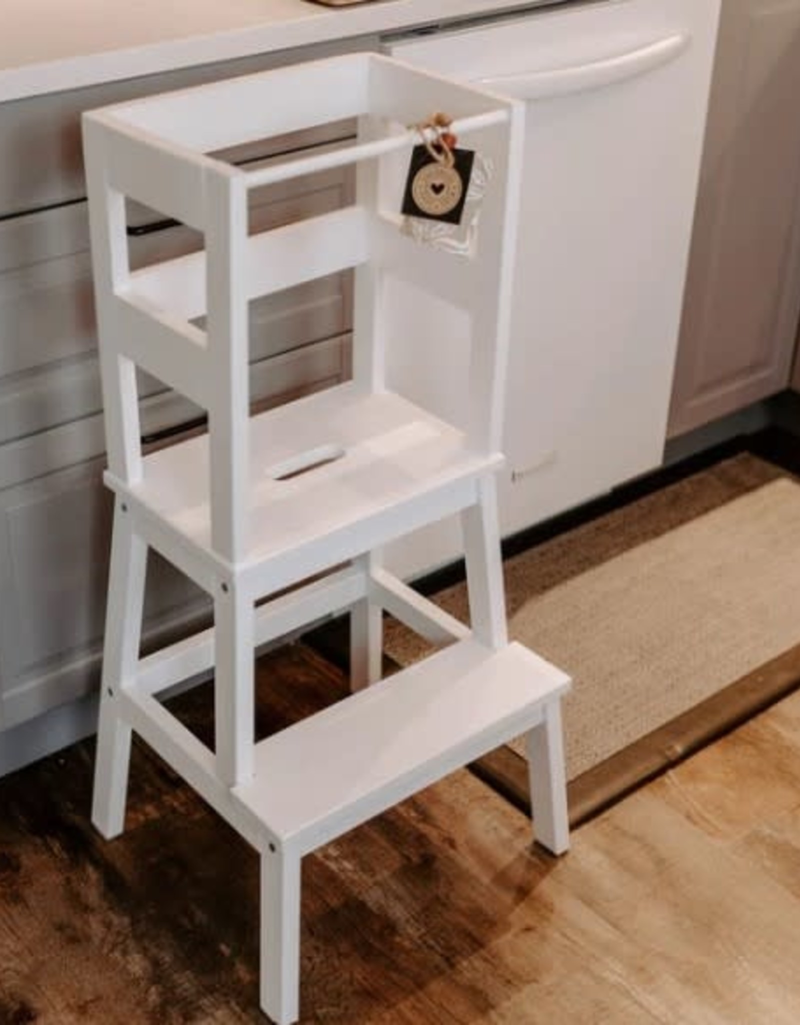 Mommy's Little Helper Classic Two Tiered Montessori Learning Tower, White Enamel