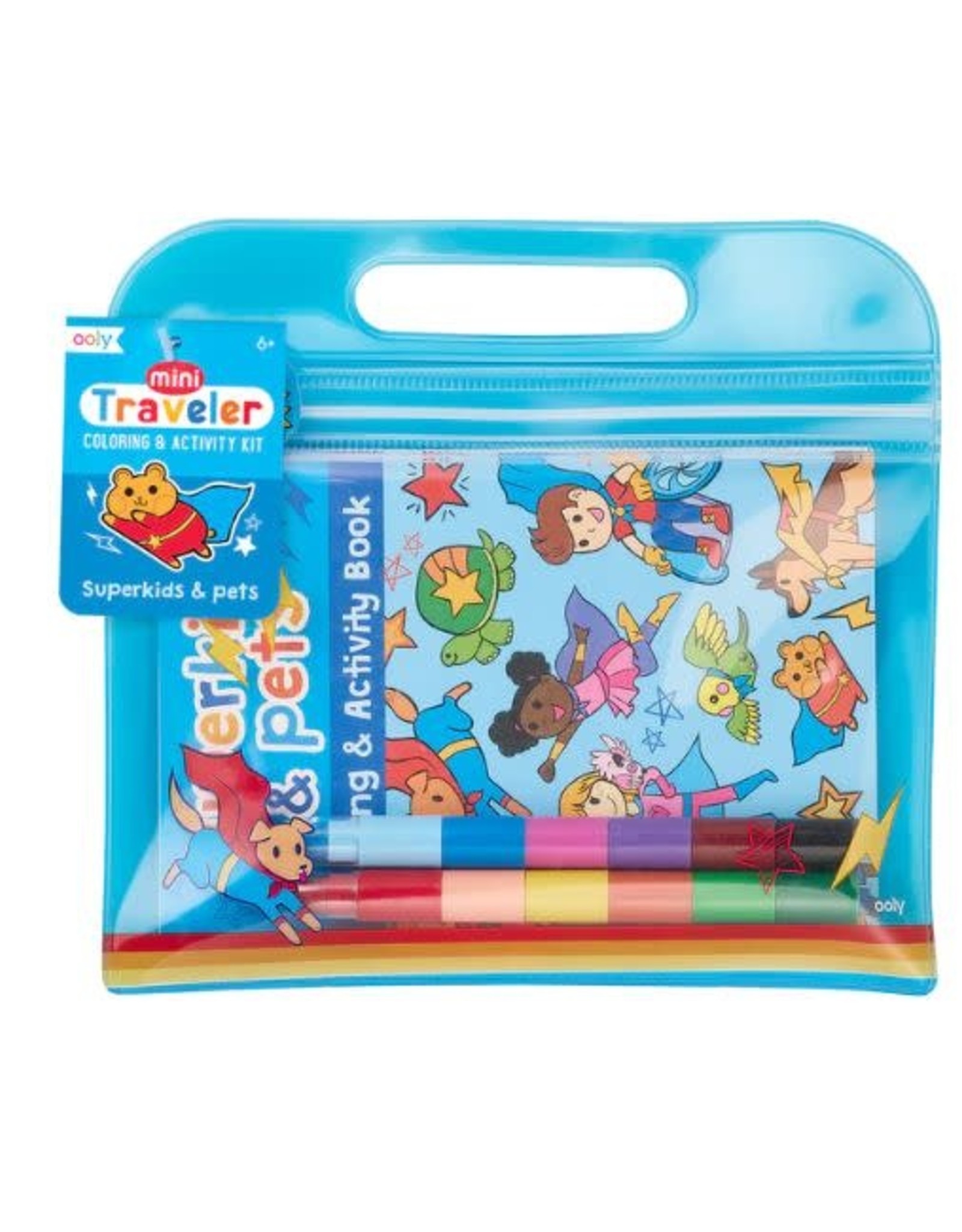 Ooly Mini Traveler Coloring and Activity kit - Superkids & Pets