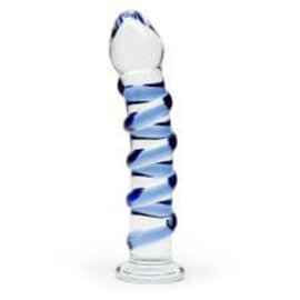 rock plus glass inc Glass Dildo with Blue Spiral