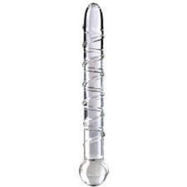 rock plus glass inc Glass Straight Dildo with Spiral