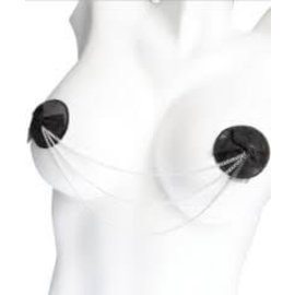 coquette canada Rounded Satin Pasties with Bow & Chain