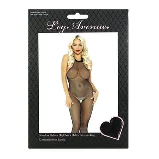 leg avenue Seamless Fishnet High Neck Halter Bodystocking