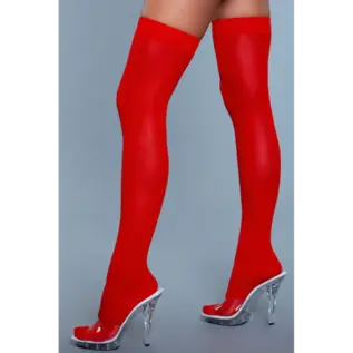 BeWicked Canada Opaque Nylon Thigh Highs -Red