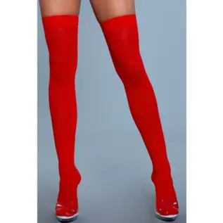 BeWicked Canada Opaque Nylon Thigh Highs -Red