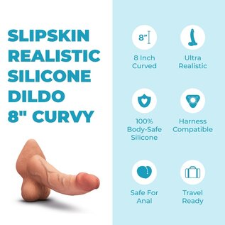 b-vibe canada Slipskin 8" Realistic Curved Dildo