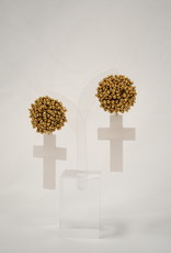 Team #RLN Seasonal Gold and White Cross Earrings