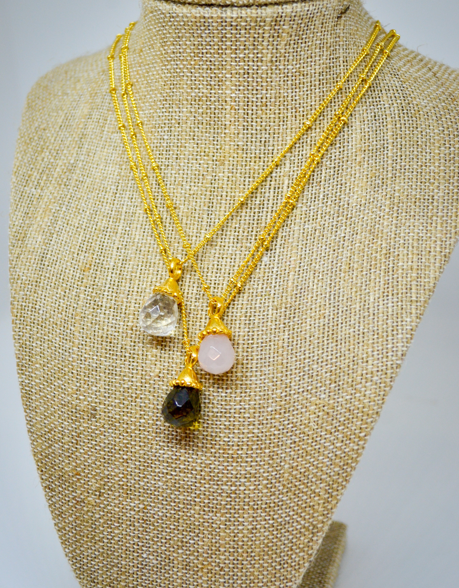 Susan Shaw Gold Quartz Drop Necklace