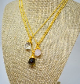 Susan Shaw Gold Quartz Drop Necklace