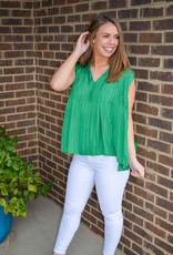 Current Air Green Pleated Blouse