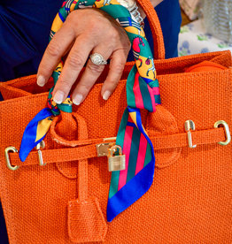 Fashion :: Bags & Purses :: Bandana-Handled Jute Birkin Bag with Shoulder  Strap