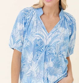 Sheridan French Dana Blouse French Blue Zebra