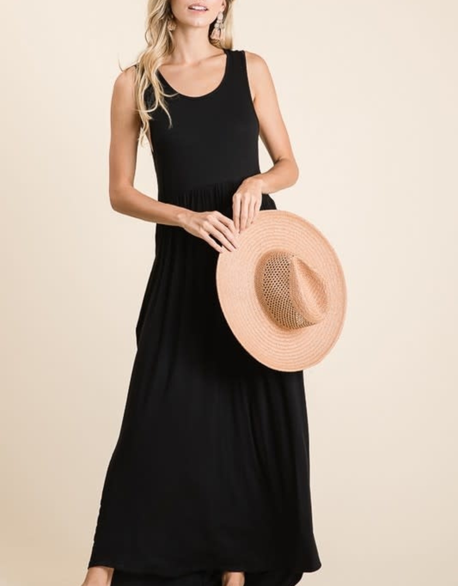 Miss Bliss CC Sleeveless Solid Maxi Dress-Black