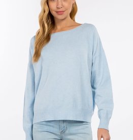 Miss Bliss LS Pullover Sweater- Heather Rain