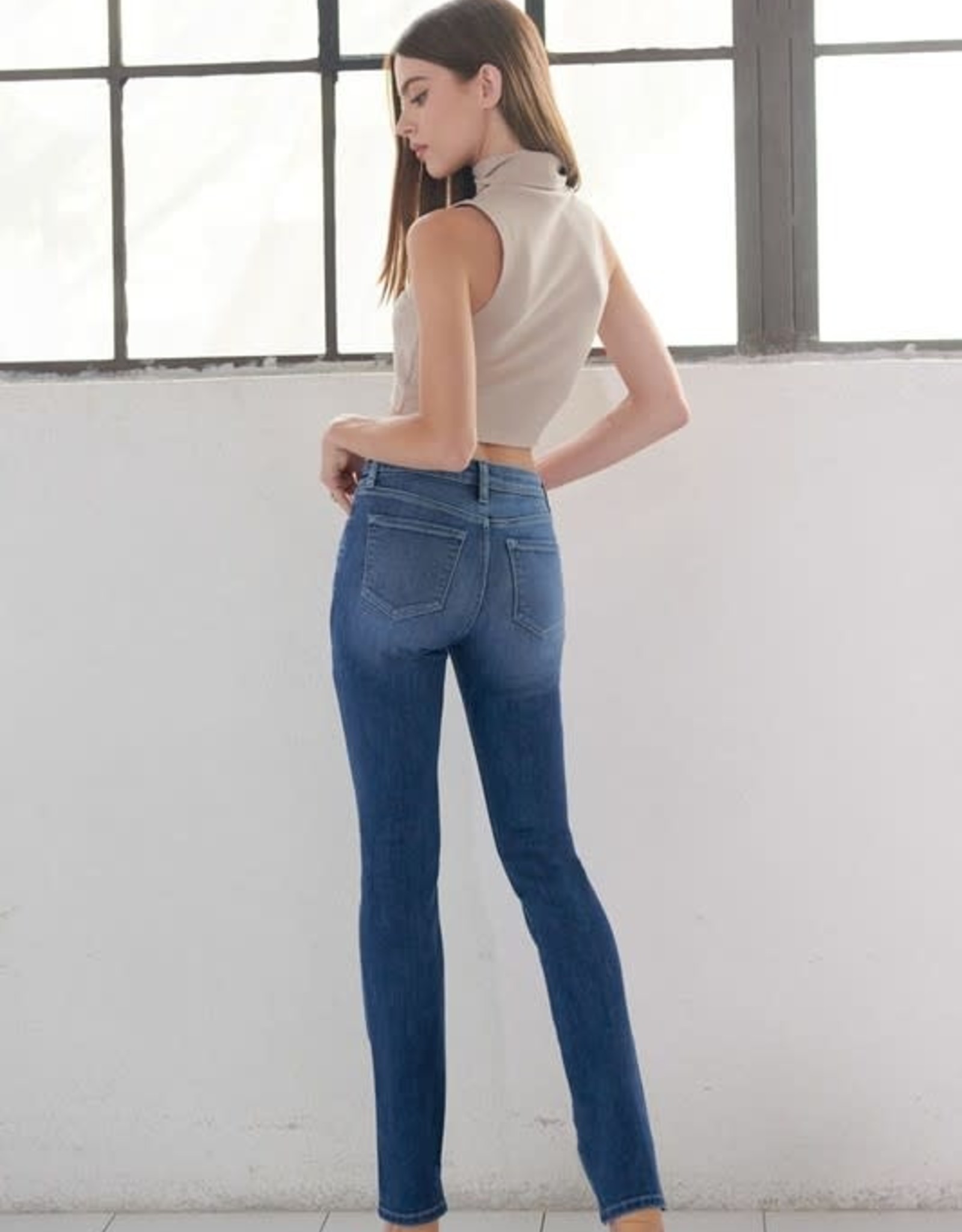 Miss Bliss High Rise Skinny Bootcut Jeans- Washed Blue