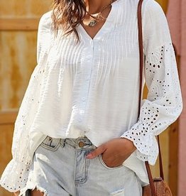 Miss Bliss LS Lace Top- White