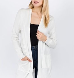 Miss Bliss Soft Long Line Cardigan- Off White