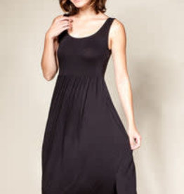 Miss Bliss Lauren Bamboo Tank Midi Dress- Black