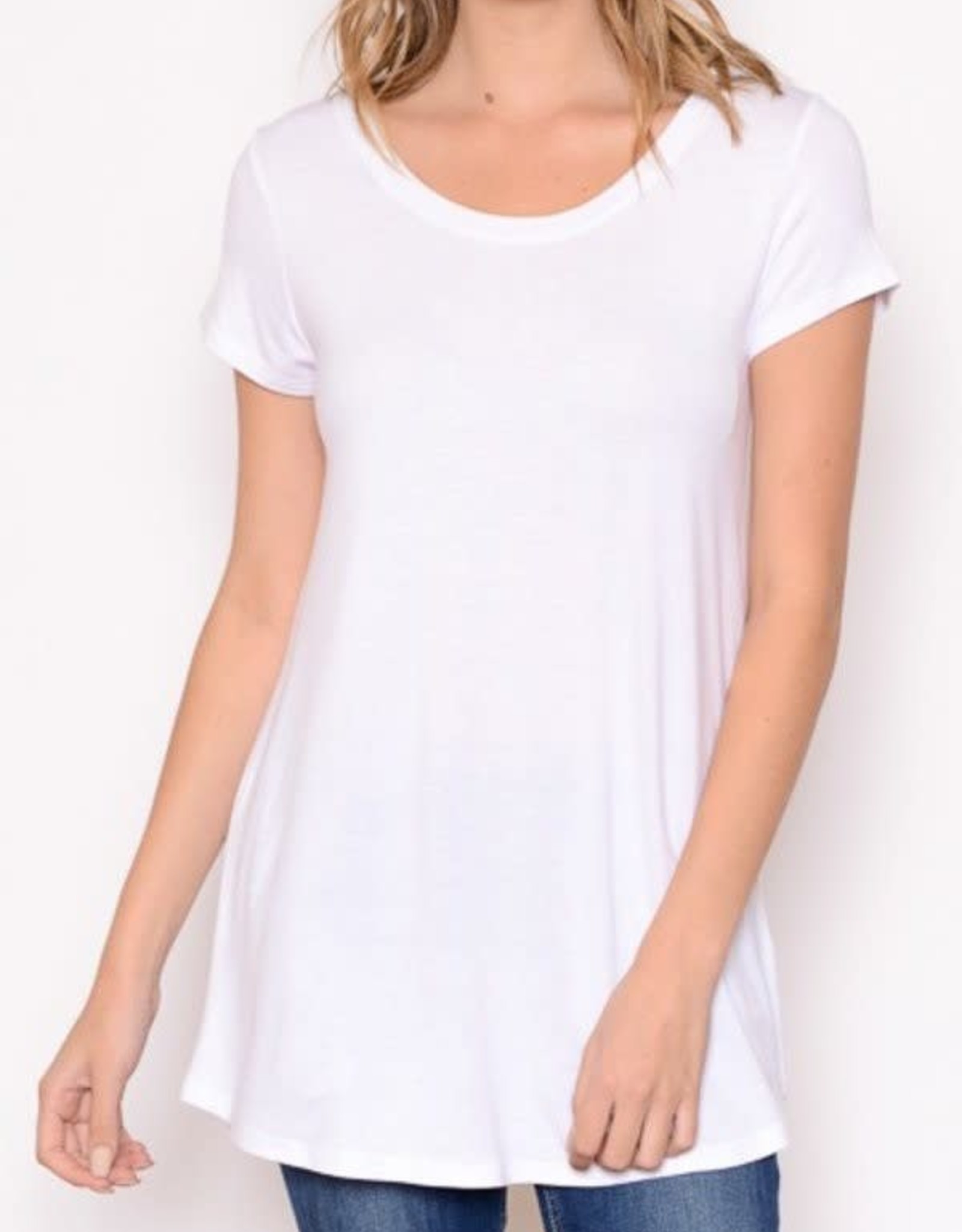 Miss Bliss Solid SS High low hem T-Shirt- White