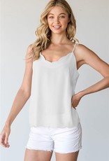 Miss Bliss Scallop Sheer Tank Top- Off White