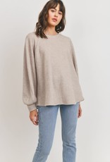 Miss Bliss LS Brushed Thermal Knit Raglan Top- Taupe