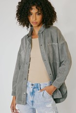 Miss Bliss Oversized Button Up Shacket- Grey