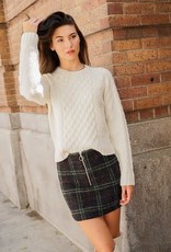 Miss Bliss Vintage Cable Knit Pullover- Ivory