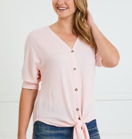 Miss Bliss Baby Pink Knotted Blouse