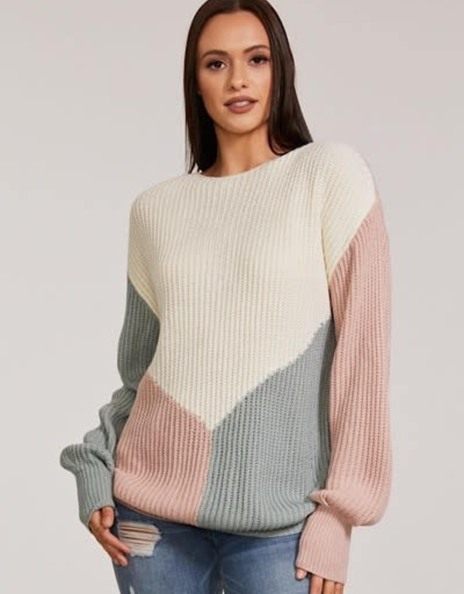 Miss Bliss Color Block Oversized Sweater- Multi
