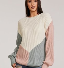 Miss Bliss Color Block Oversized Sweater- Multi