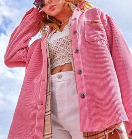 Miss Bliss Loose Fit Corduroy Jacket- Candy