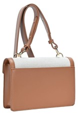 Miss Bliss Faux Leather Two Tone Mesh Crossbody-Tan