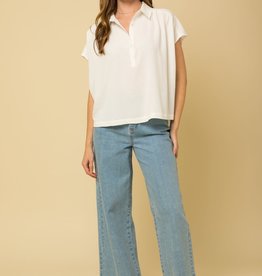 Miss Bliss SS Button Down Oversized Shirt- Off White