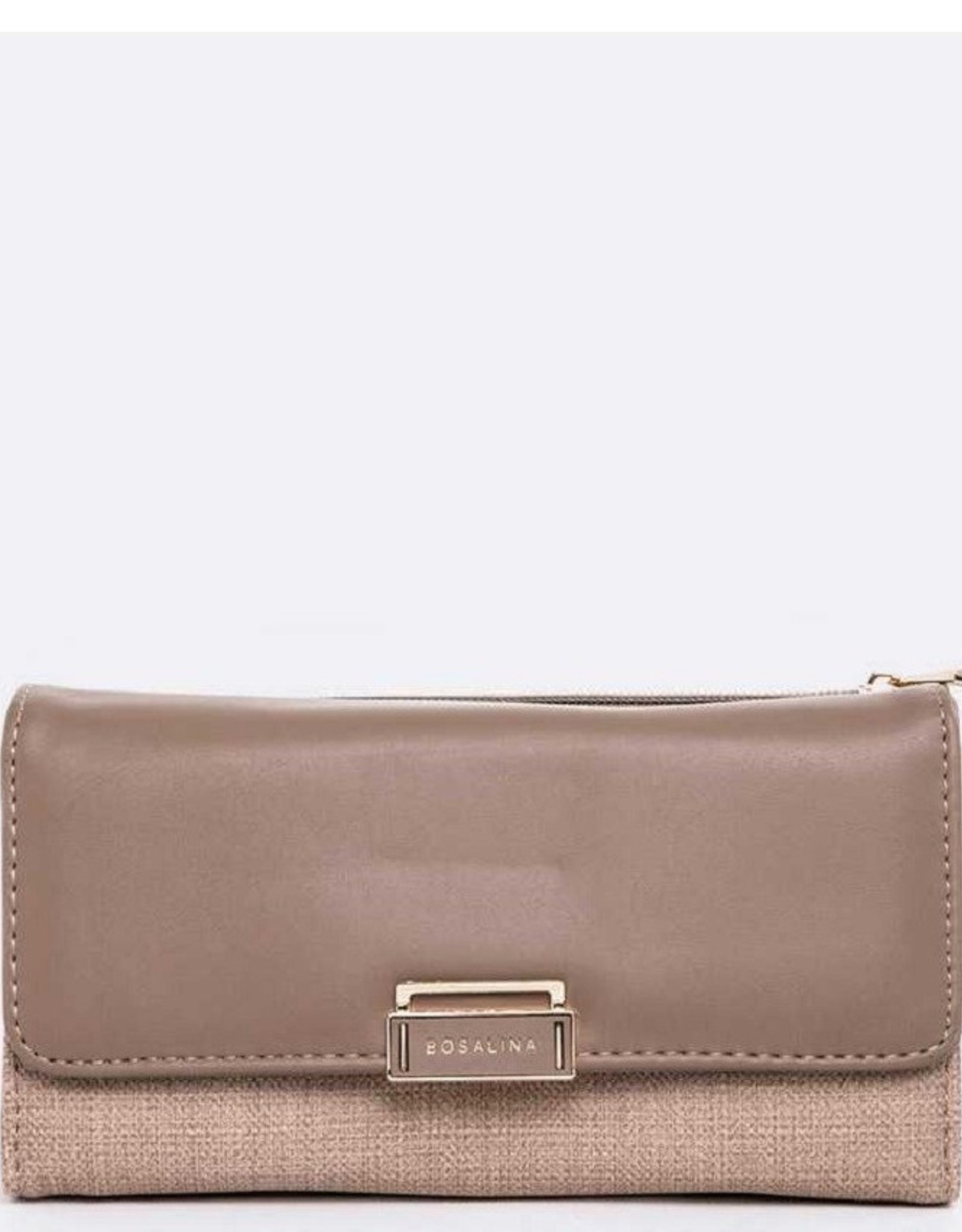 Miss Bliss Faux leather/canvas two tone wallet- Taupe