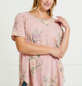 Miss Bliss SS Floral Print Top- Pink & Peach