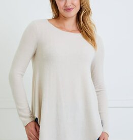 Miss Bliss Brushed Solid LS Top- Taupe