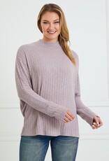 Miss Bliss LS Ribbed Knit Top- Mauve