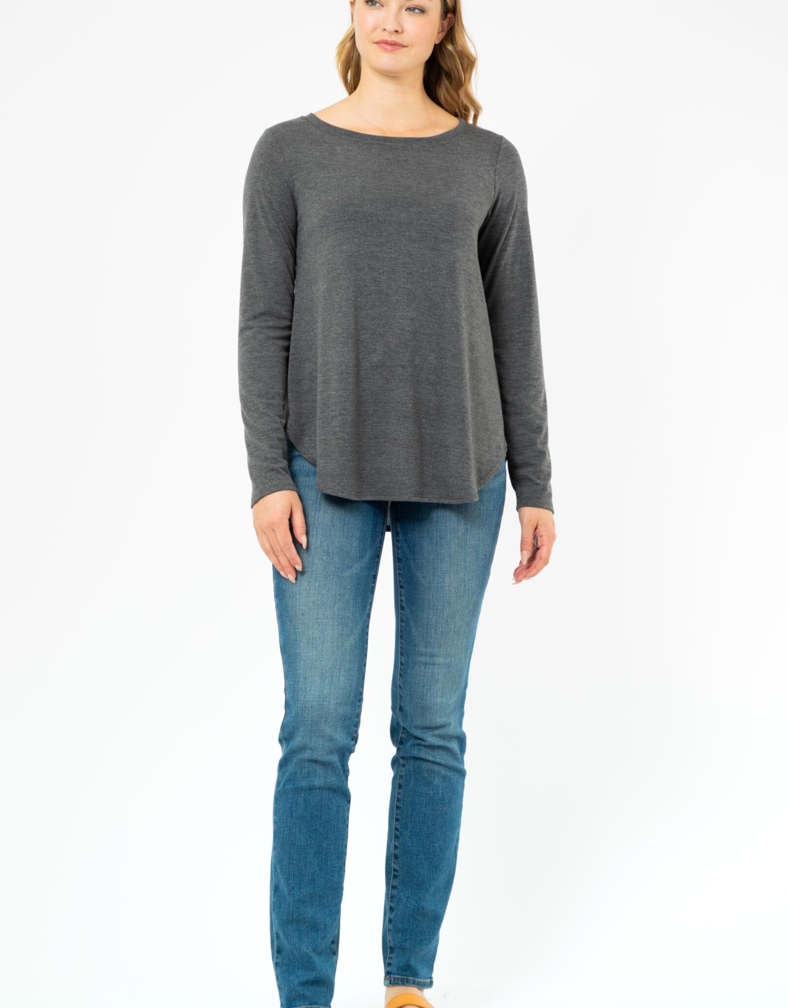 Miss Bliss Solid LS Top- Charcoal