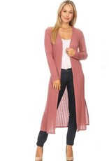 Miss Bliss Long Knit LS Cardigan- Mauve Pink