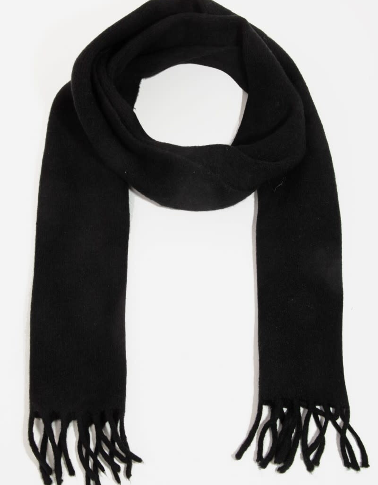 Fame Accessories Soft Knitted Fringe Scarf-Black