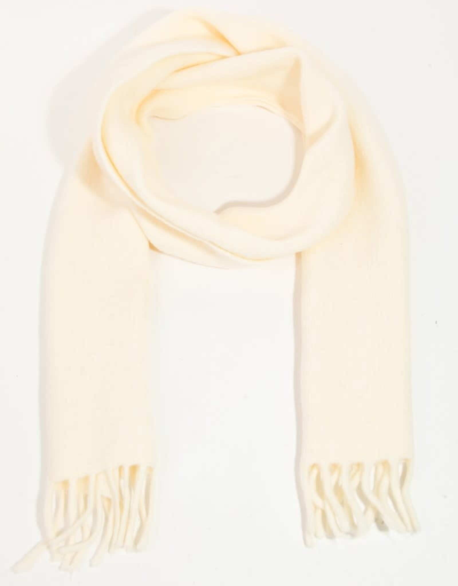 Fame Accessories Soft Knitted Fringe Scarf-Ivory