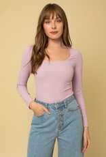 Miss Bliss LS Square Neck Bodysuit- Lavender