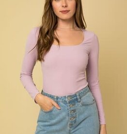 Miss Bliss Lavender Square Neck Bodysuit