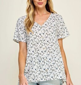 Miss Bliss Floral Button Up Top