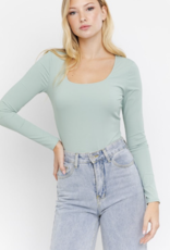 Miss Bliss LS Square Neck Bodysuit- Sage