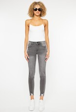Miss Bliss High Rise Skinny Jean With Fray Ankle- Grey