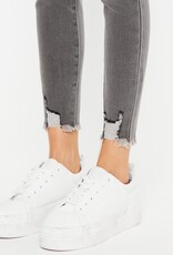 Miss Bliss High Rise Skinny Jean With Fray Ankle- Grey