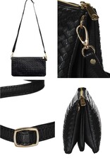 Miss Bliss All In One Woven Clutch Purse-Black
