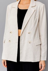 Miss Bliss Oversized Linen Double Breasted Blazer