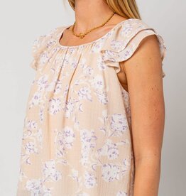 Miss Bliss Shirring Floral Blouse